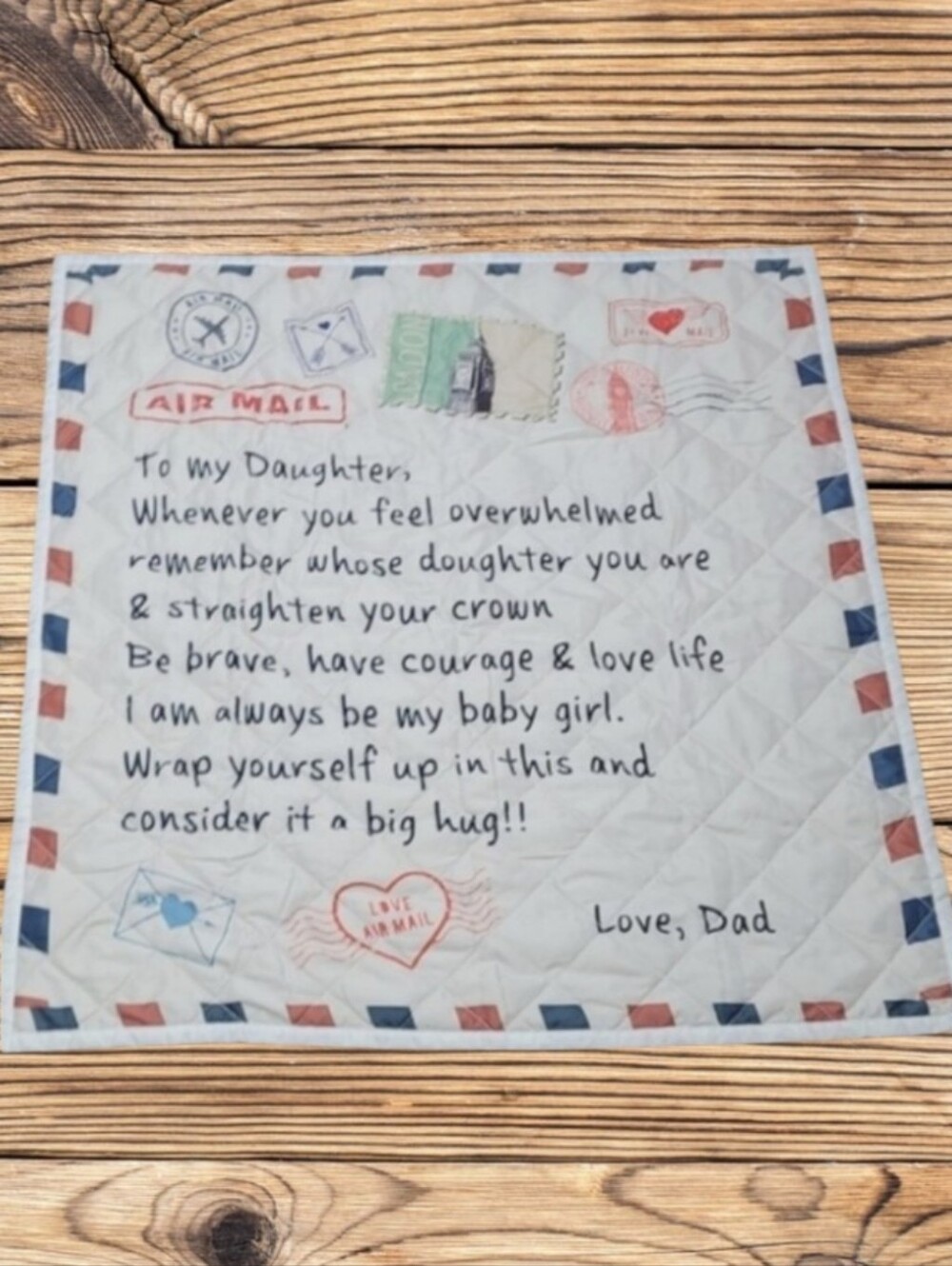 FLEECE BLANKET TO MY DAUGHTER LETTER PRINTED QUILT FROM DAD